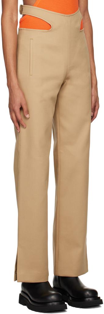 Dion Lee Khaki Y-Front Buckle Trousers