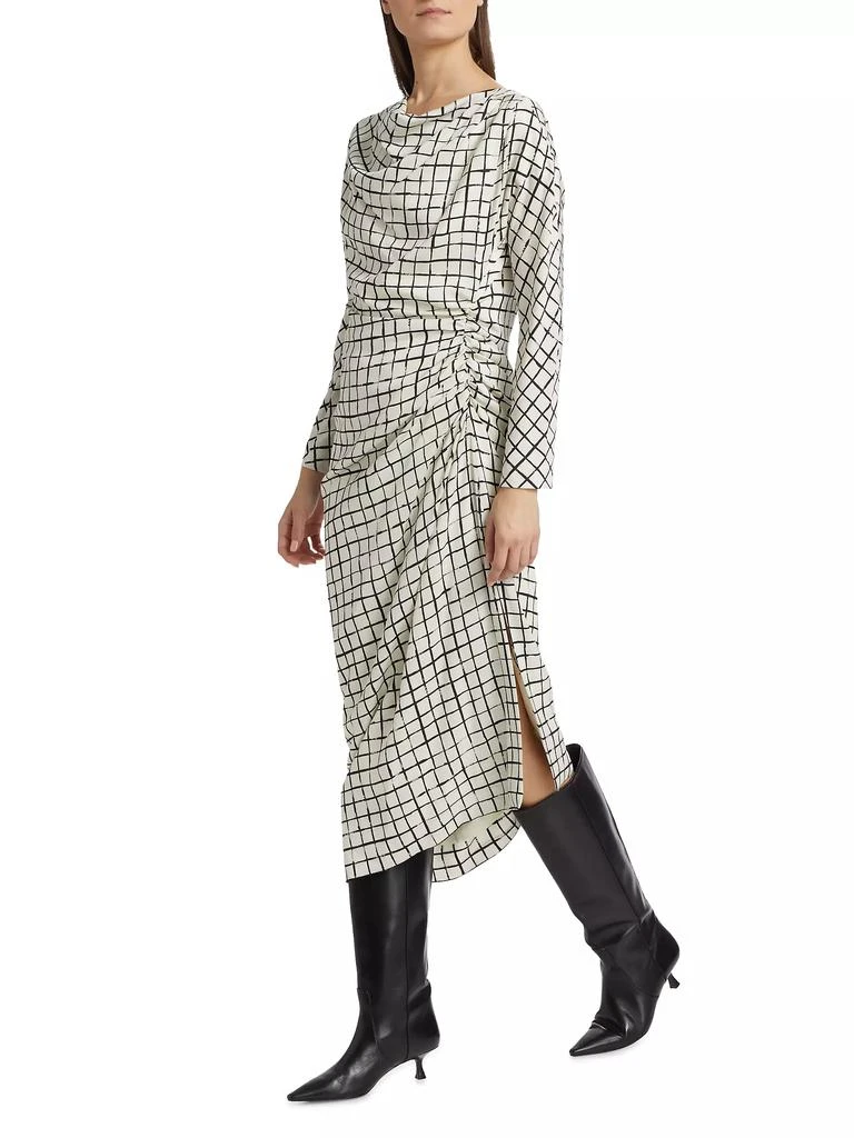Dries Van Noten Didi Grid Silk-Blend Gathered Midi-Dress 4