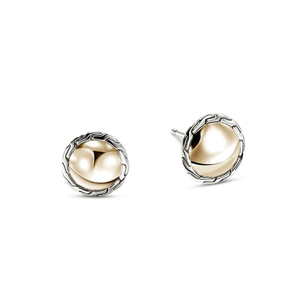 John Hardy 14K Yellow Gold & Sterling Silver JH Essentials Stud Earrings 1