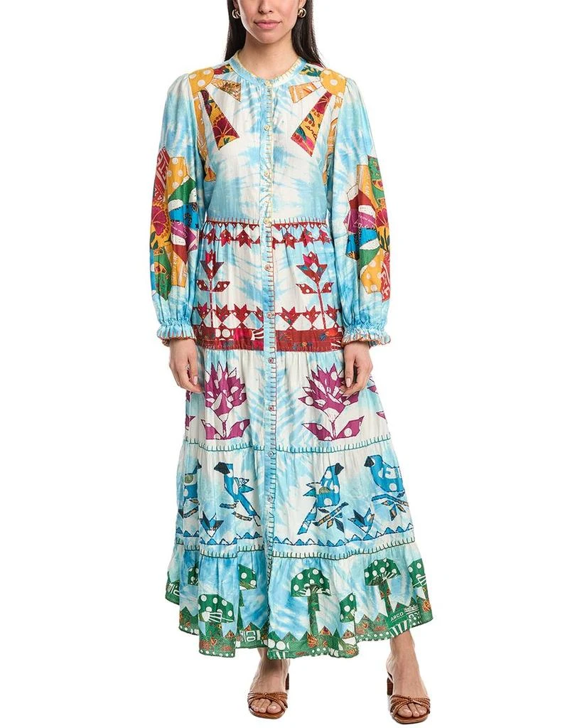chinese dress ladies Farm Rio Watercolor Floral Blue Maxi Dress, Watercolor Floral Blue / L main image 1