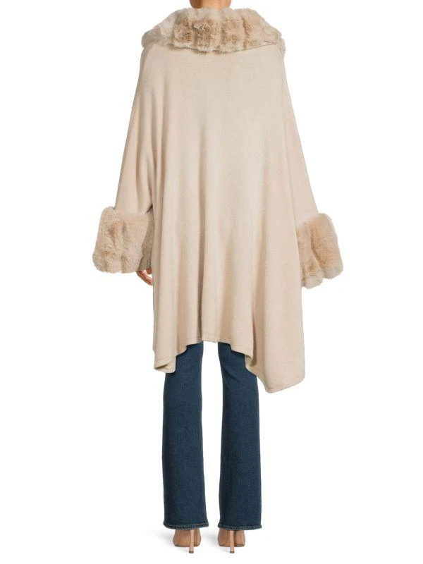 Faux Fur Trim Asymmetric Ruana – On Sale Now with Up to 41% Off