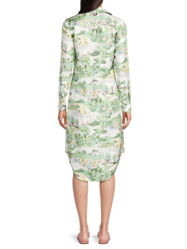 Thom Browne Graphic High Low Silk Midi Dress 2