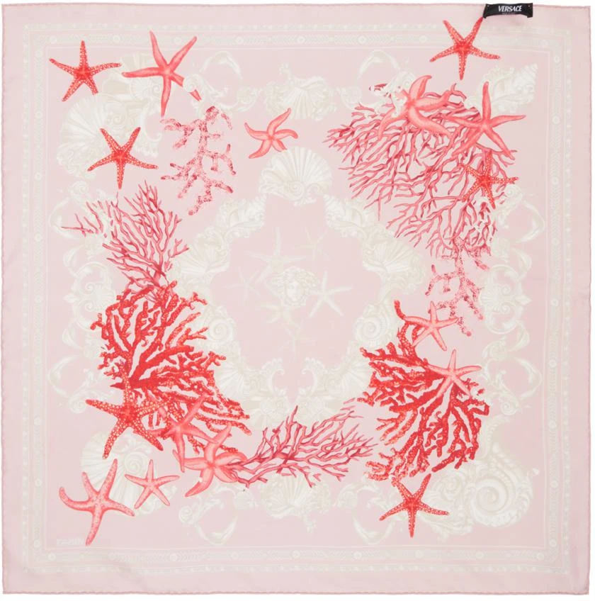 Versace Pink & Red Barocco Sea Silk Scarf 2