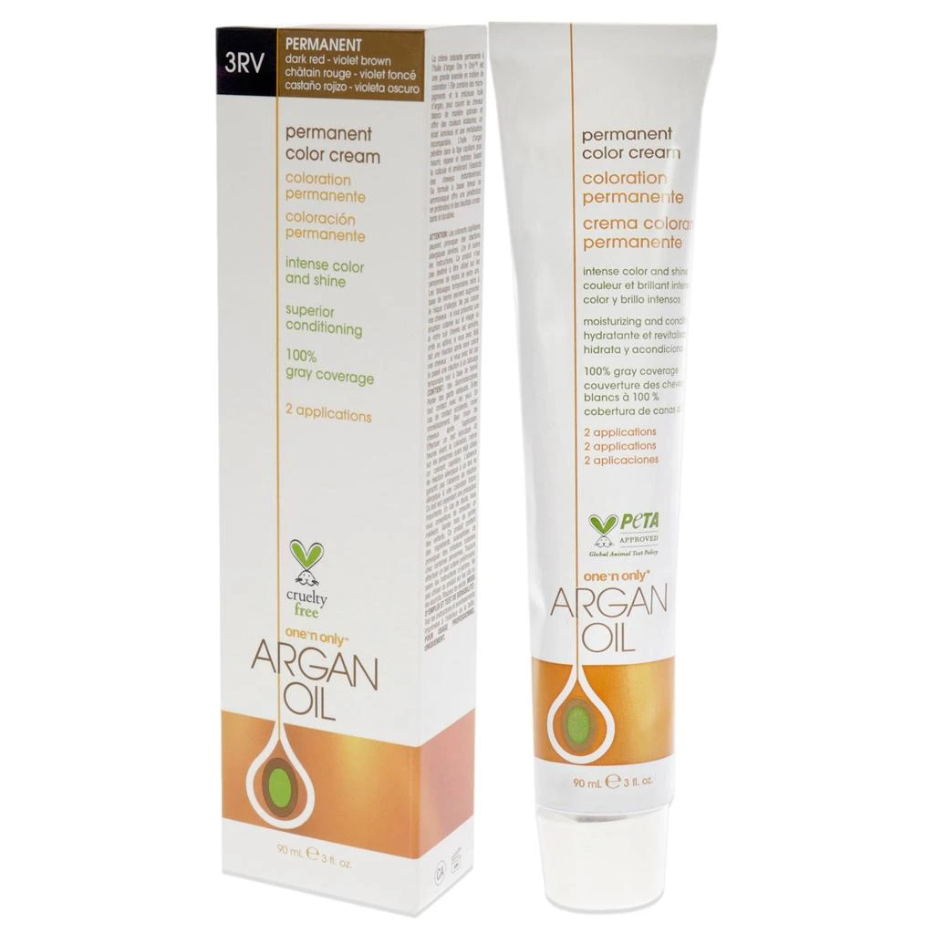 One n Only Argan Oil Permanent Color Cream - 3RV Dark Red Violet Brown by  for Unisex - 3 oz Hair Color 4