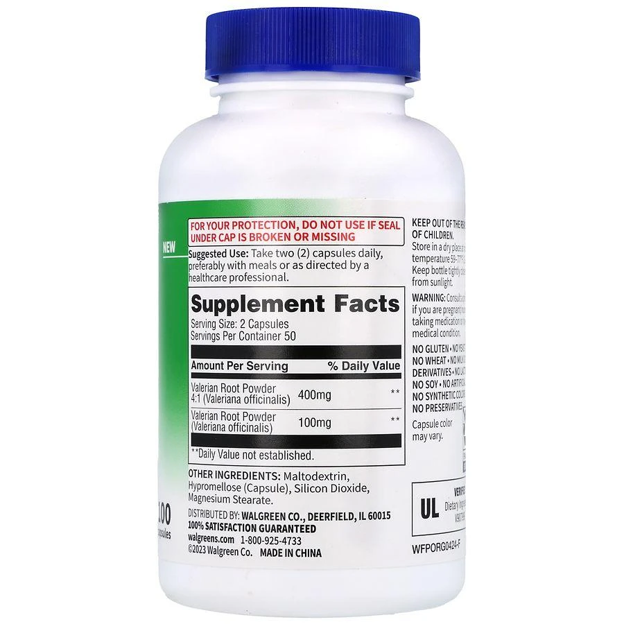 Walgreens Free
Pure Valerian Root Capsules 3