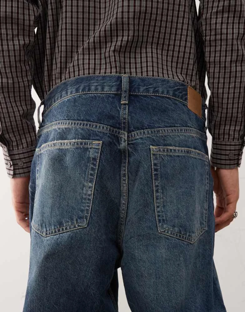 Weekday Weekday Galaxy loose fit baggy jeans in dark blue wash 4
