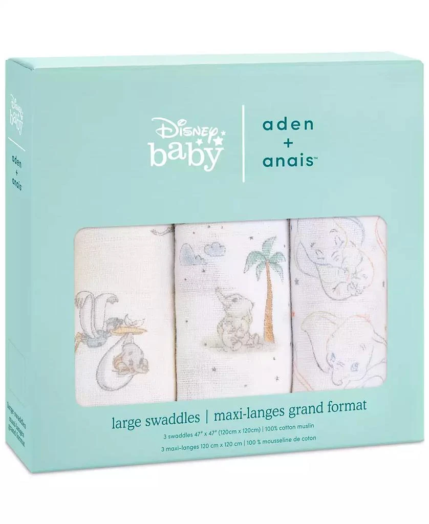 aden by aden + anais Baby Boys or Baby Girls Dumbo Swaddles, Pack of 3 3