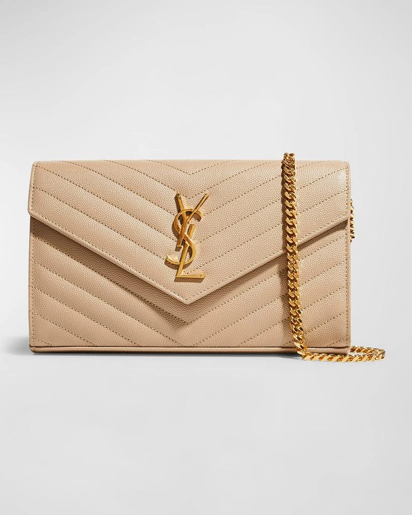 Yves Saint Laurent YSL Monogram Large Wallet on Chain in Grained Leather 1