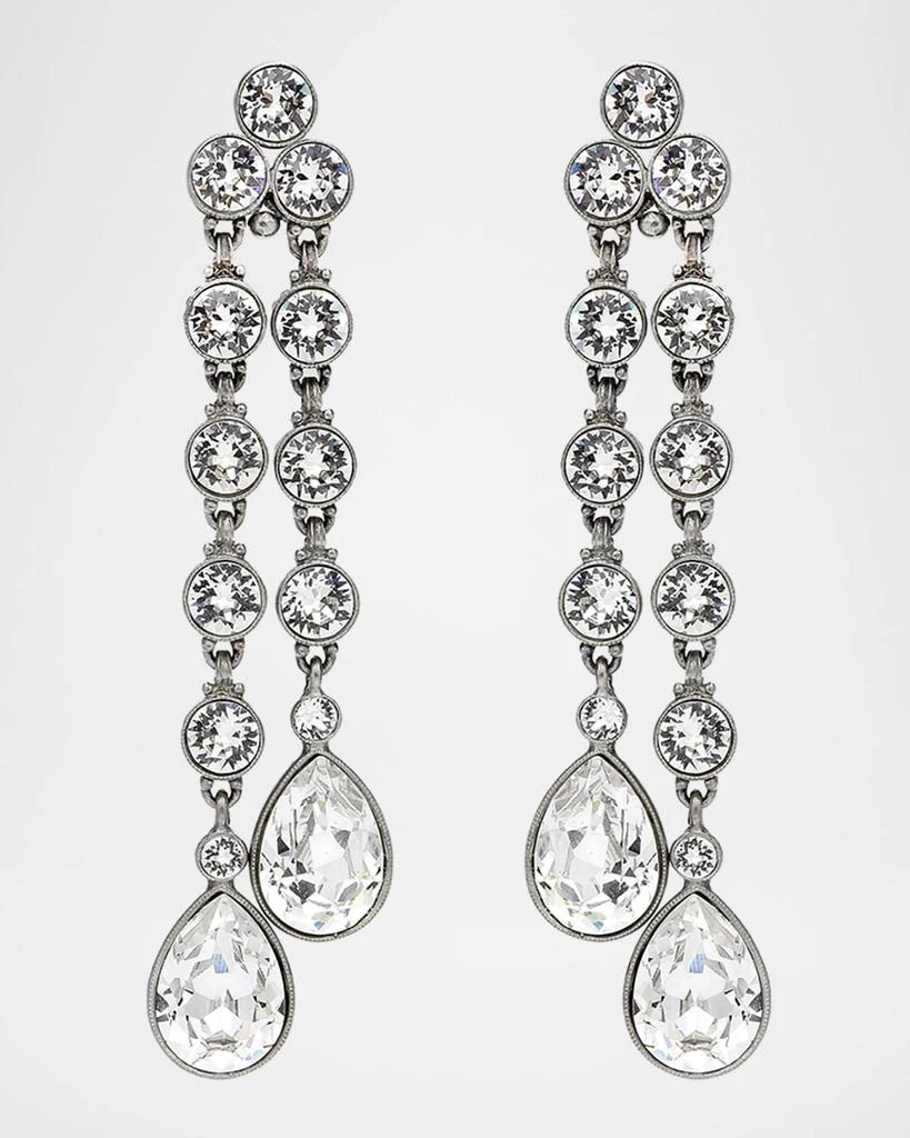 BEN-AMUN Double Teardrop Crystal Dangle Clip Earrings