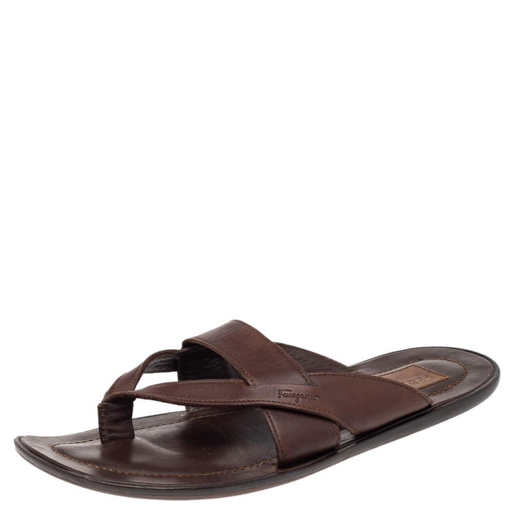 Salvatore Ferragamo Salvatore Ferragamo Brown Leather Thong Sandals Size 40.5