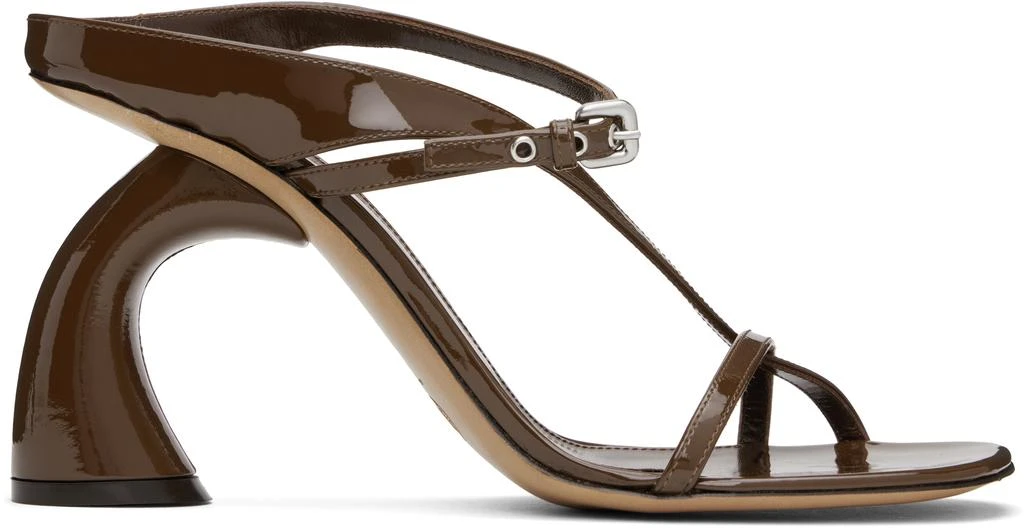 Dries Van Noten Brown Strappy Sculptural Heeled Sandals 1