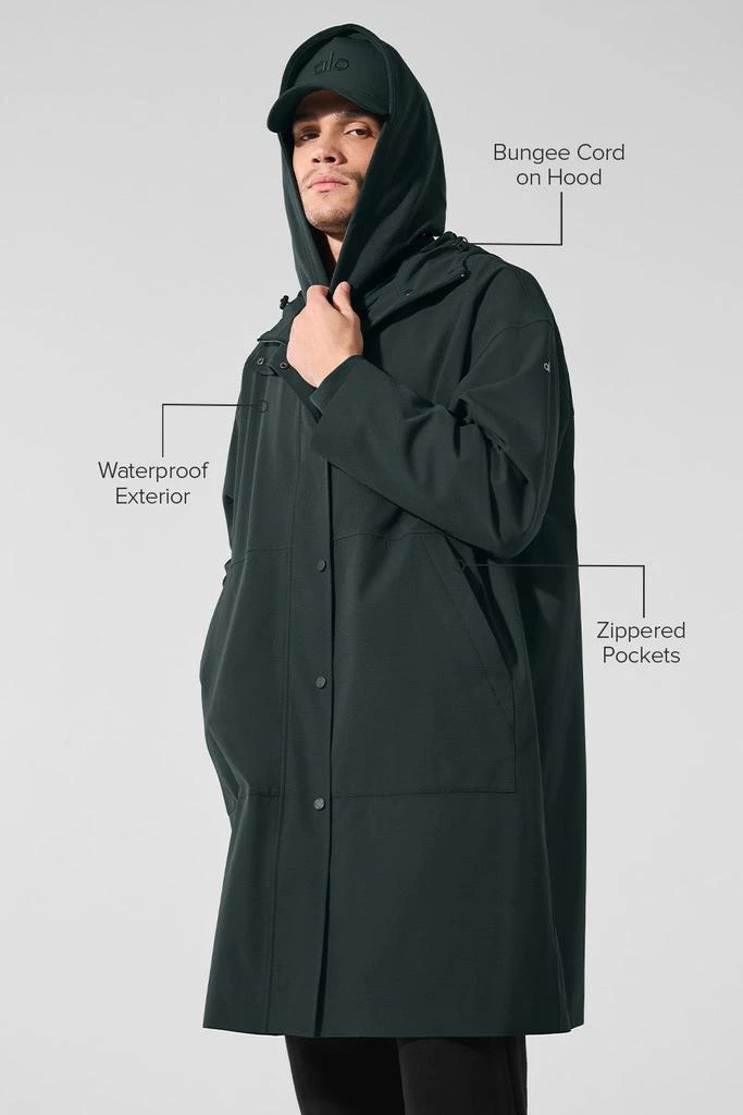 Alo Rain Or Shine Long Coat - Charcoal Green 2