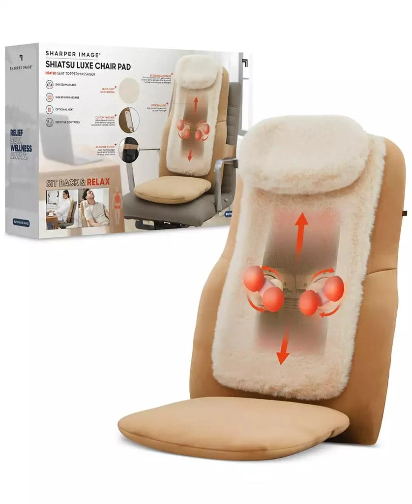 Sharper Image Shiatsu Luxe Chair Pad, Heated Seat Topper Massager 2
