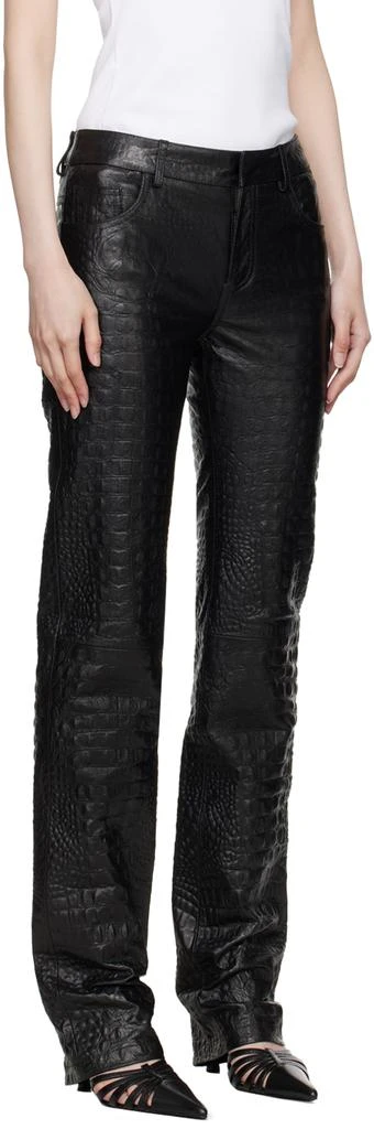 BLUMARINE Black Crocodile-Effect Leather Pants 2