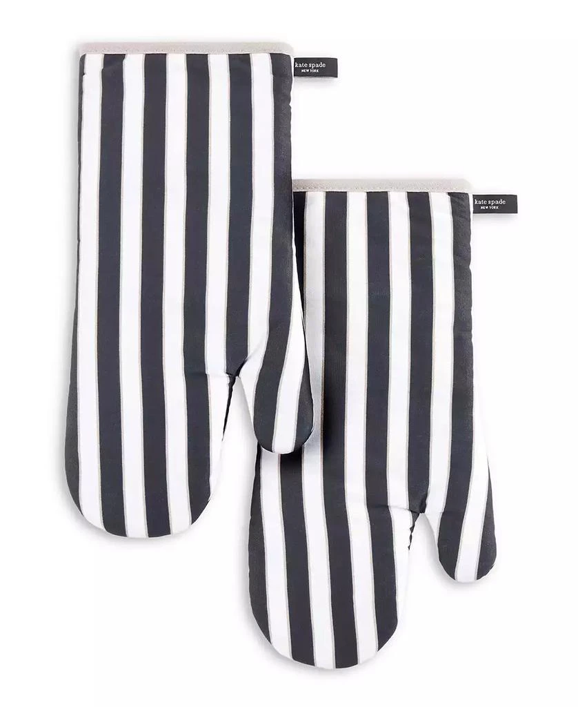 Kate Spade Botanical Stripe Oven Mitt 2-Pack Set, 7" x 13" 1