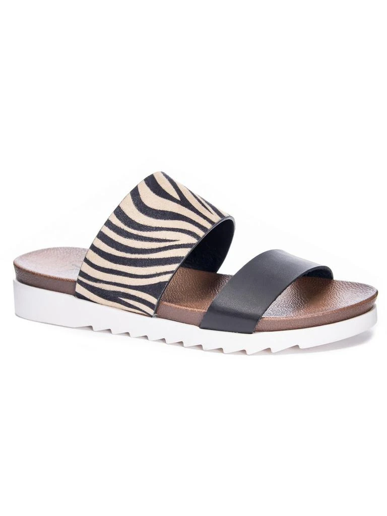 Dirty Laundry Coastline Womens Faux Fur Cheetah Print Slide Sandals 1