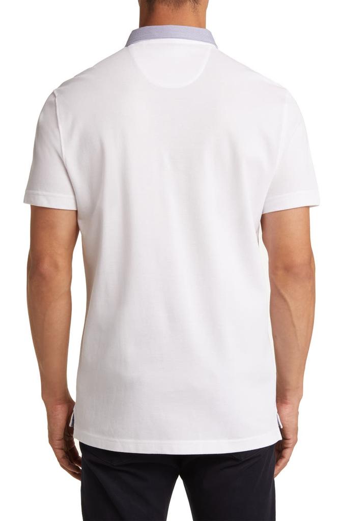 Lorenzo Uomo Trim Fit Stripe Collar Short Sleeve Polo