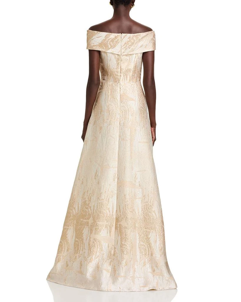 Teri Jon Metallic Jacquard Off-the-Shoulder Gown 4