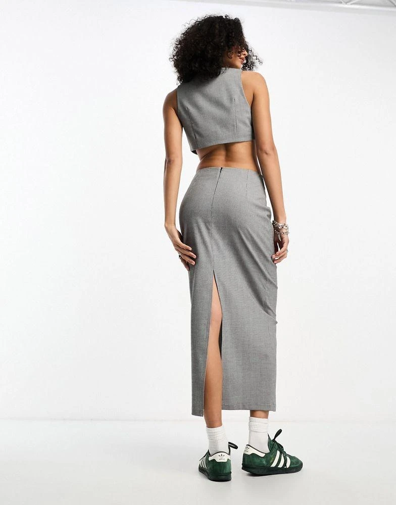 ASOS ASOS DESIGN co-ord pencil midi skirt in grey mono check 2