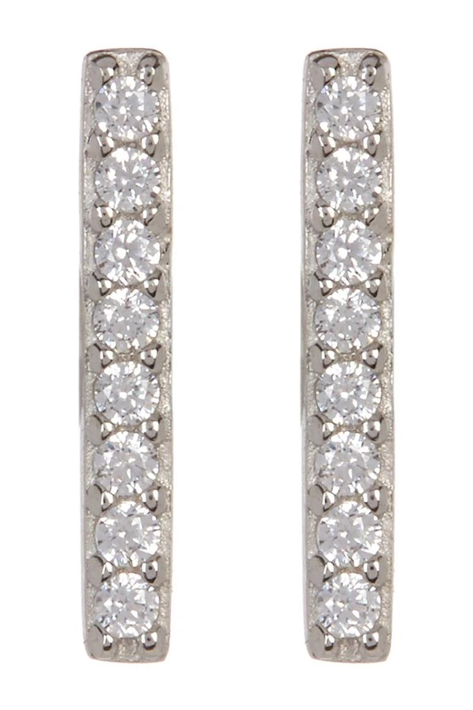 ADORNIA White Rhodium Plated Swarovski Crystal Accented Bar Stud Earrings