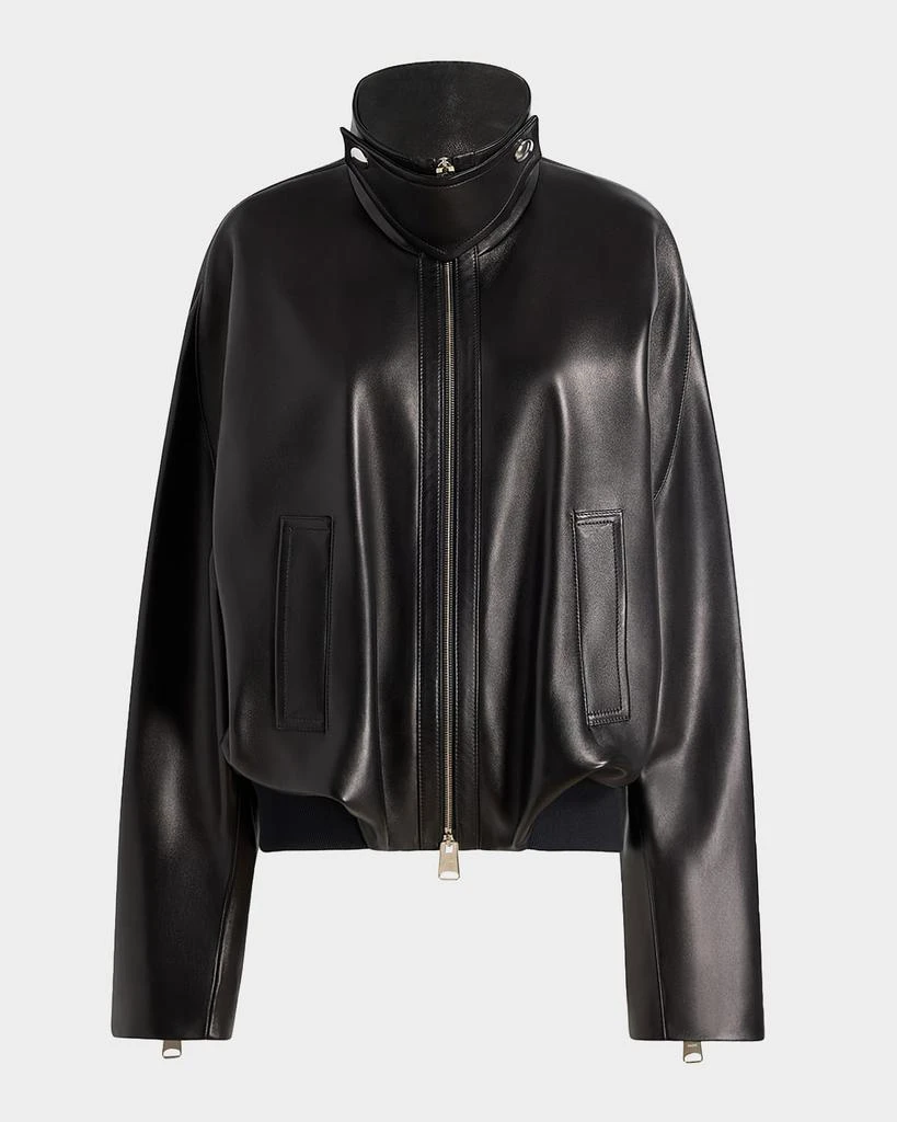 Khaite Hamett Leather Oversized Bomber Jacket