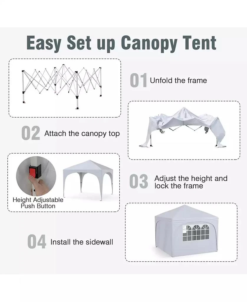 Mecale 10 X 10 FT Pop up Canopy Tent with 4 Removable Sidewall 6