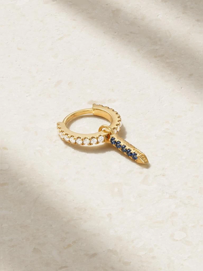 Maria Tash Eternity Bar 18k 黄金、钻石、蓝宝石单只耳环（6.5 毫米） 1