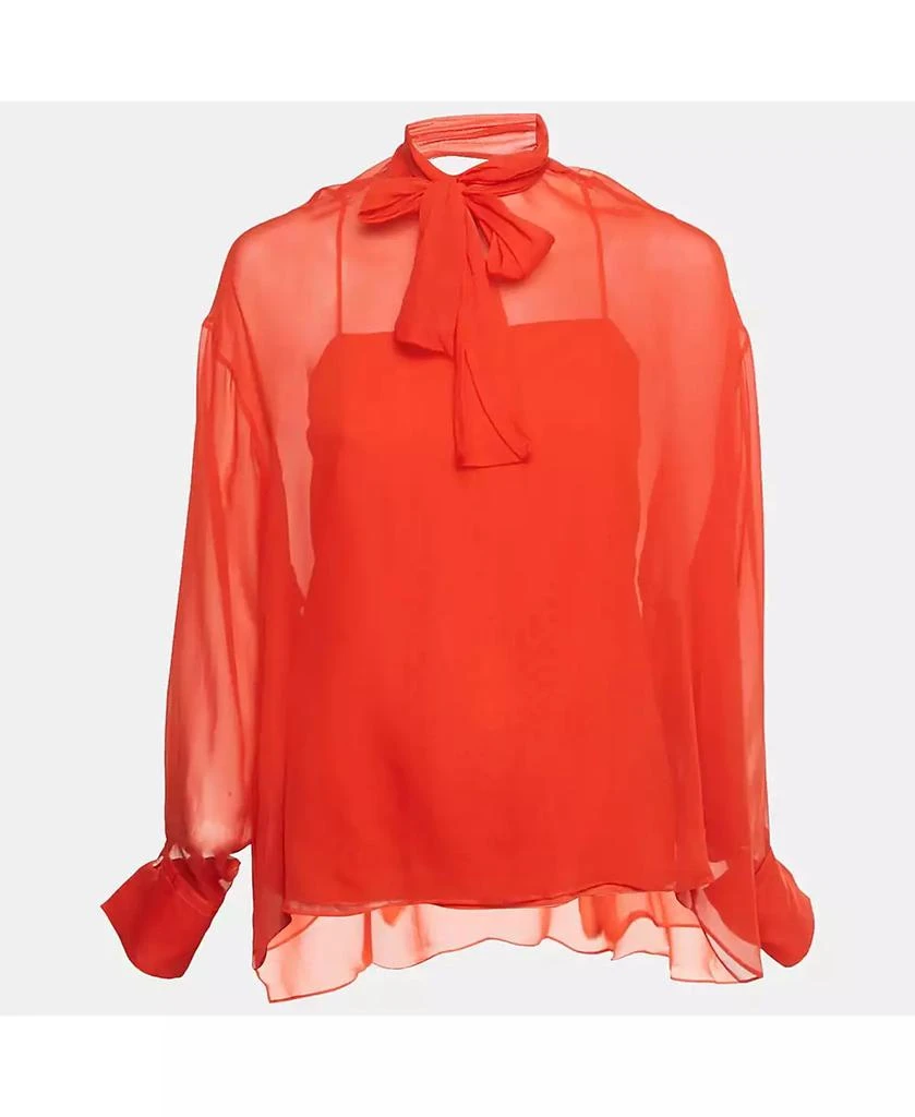 Pre-Owned Emilio Pucci Women
s Silk Neck Tie Detail Top