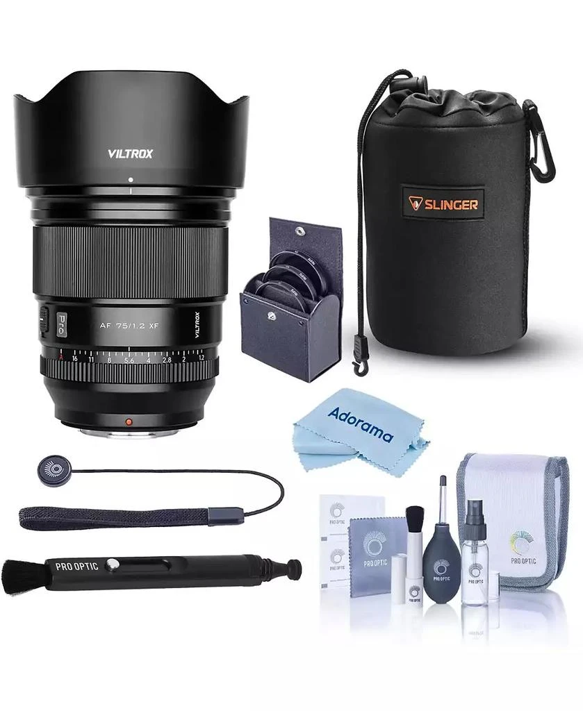 Viltrox Pro AF 75mm f/1.2 XF Lens for Fujifilm X, Bundle with 77mm Filter Kit, Lens Pouch, Pen Lens Cleaner, Lens Cap Tether 9