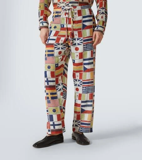 BODE International printed linen straight pants 3