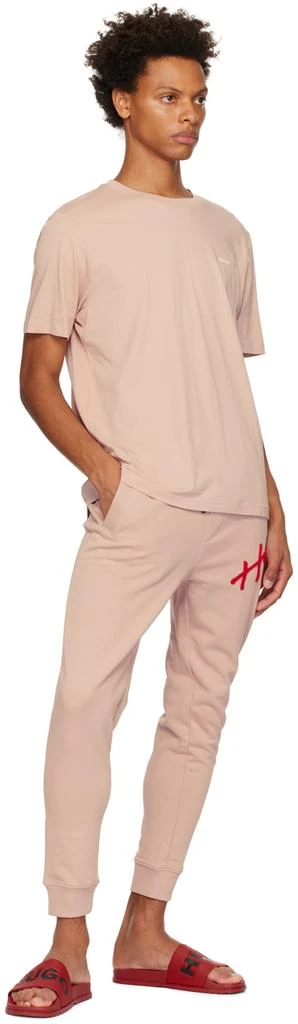 Hugo Pink Embroidered Lounge Pants 4