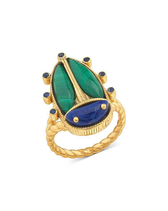 Capucine De Wulf Lapis Lazuli 
Malachite Scarab Grande Ring