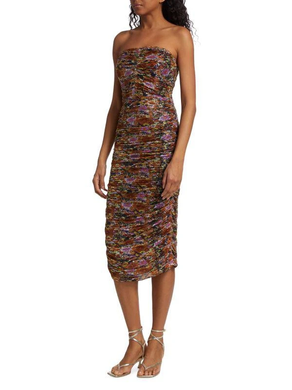 Ramy Brook Claire Ruched Floral Midi Dress 3