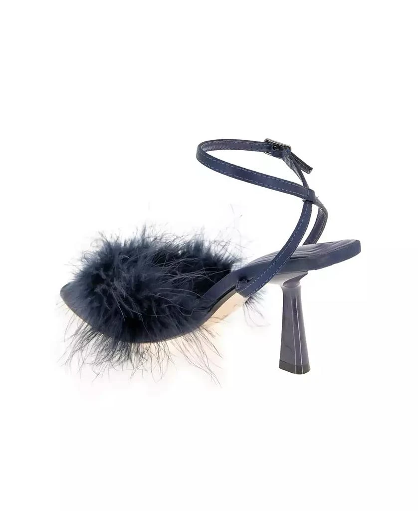 BCBG Women's Iliana Ankle Strap Feather Detail Pumps 7