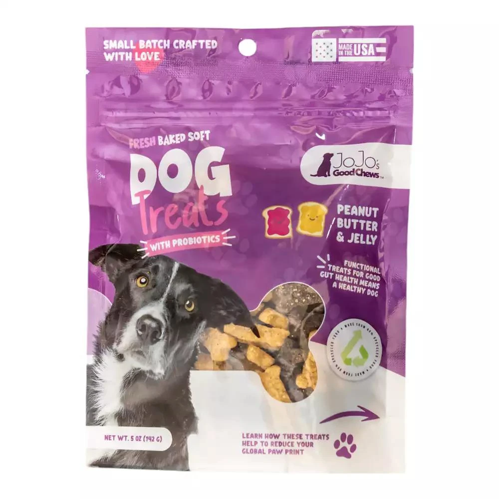 JoJo Modern Pets JoJo Good Chews Peanut Butter
Jelly Soft Chew Dog Treats – 5 oz/(2-Pack)