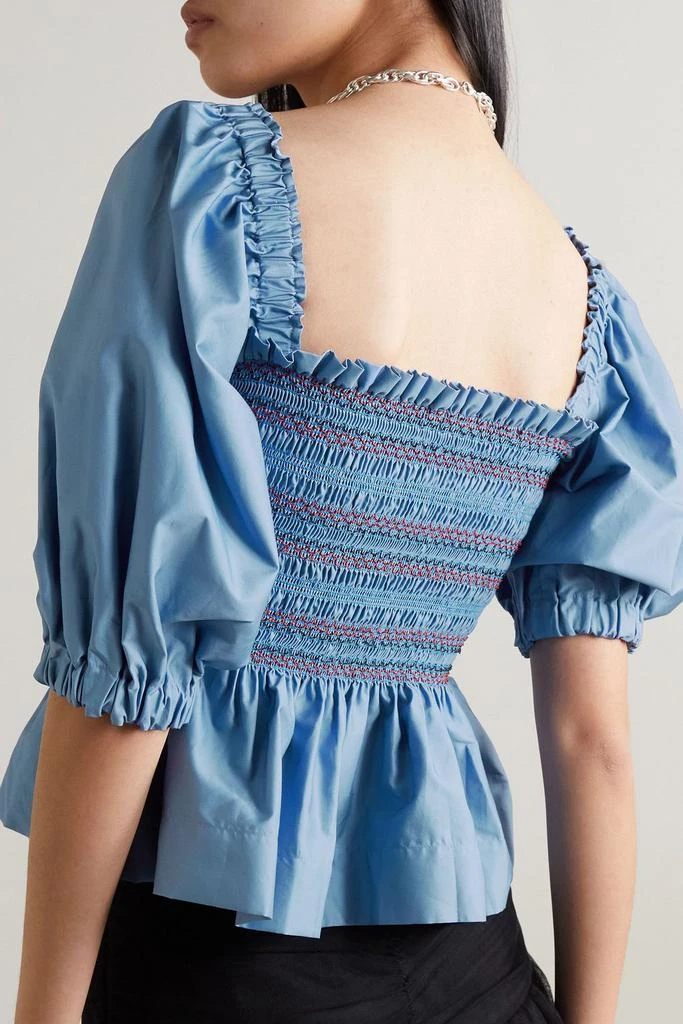 Molly Goddard Marigold embroidered shirred cotton-satin top 3