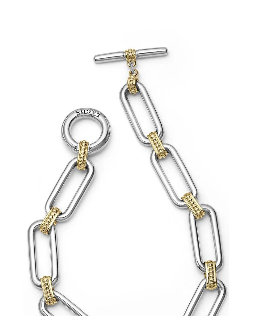 LAGOS 18K Yellow & Sterling Silver Signature Caviar Large Link Toggle Bracelets 4