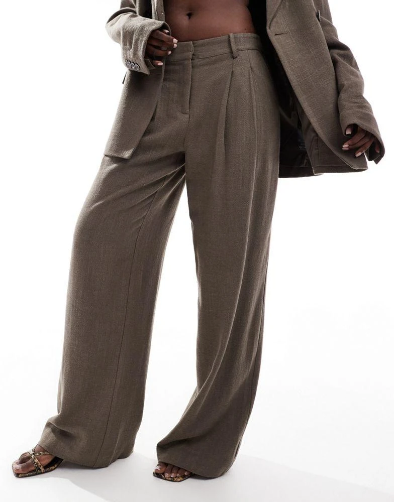 NA-KD NA-KD co-ord wide leg trousers in brown 2
