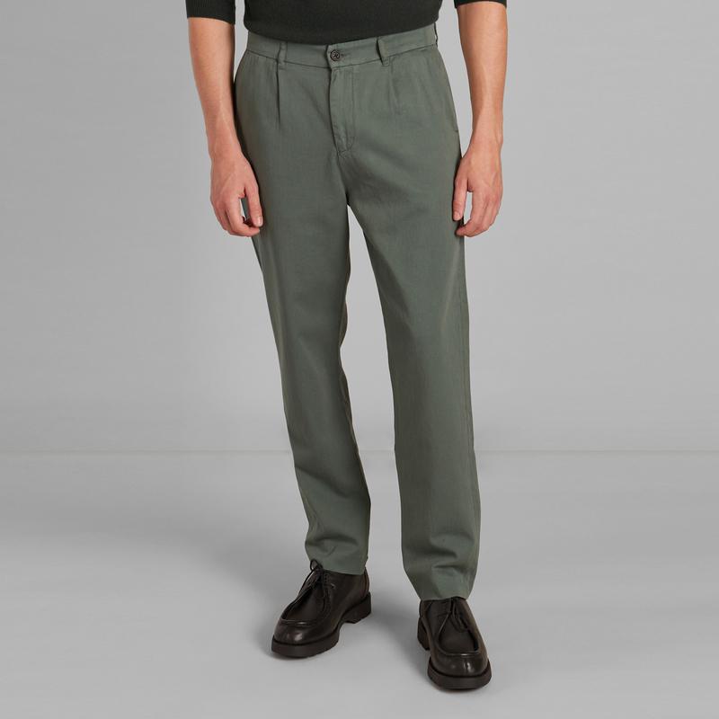 L'Exception Paris Pleated pants in cotton twill Laurel Wreath L'EXCEPTION PARIS