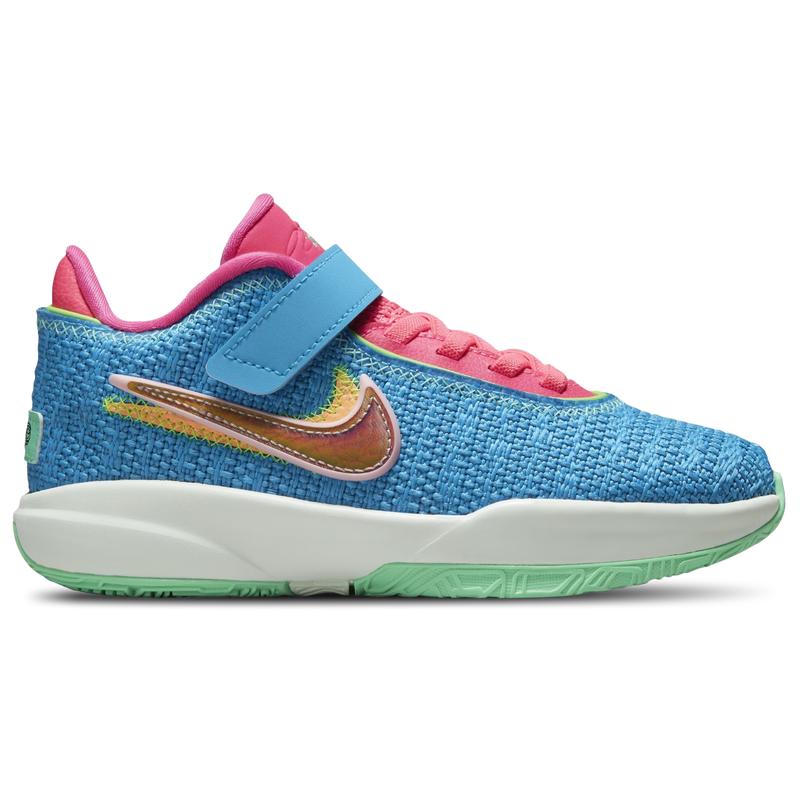 Nike Nike LeBron XX Boys Preschool Laser Blue Hyper Pink Green Glow 02.0 Baby Clothing Shoes BeyondStyle