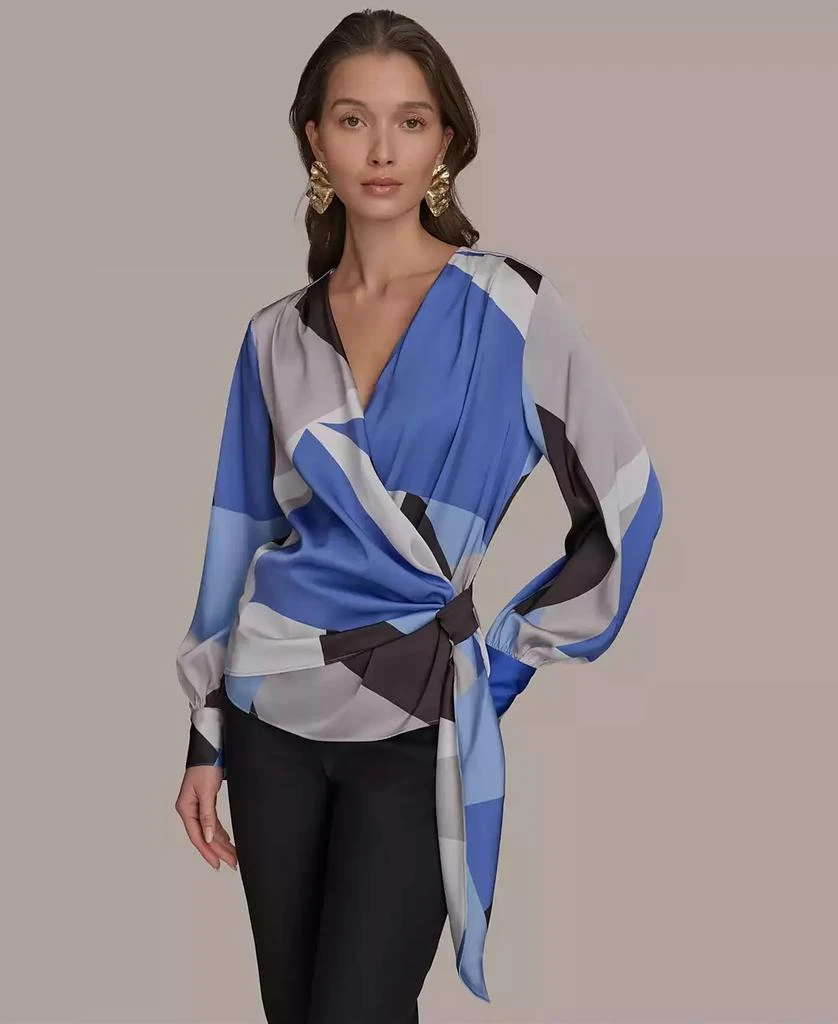 Donna Karan Women's Faux-Wrap Long-Sleeve Top 1