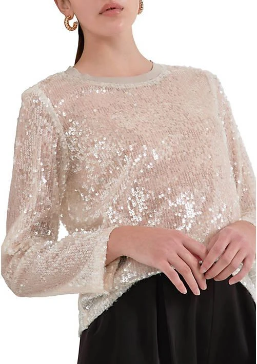 Grey Lab Lab Sequin Sheer Top 1