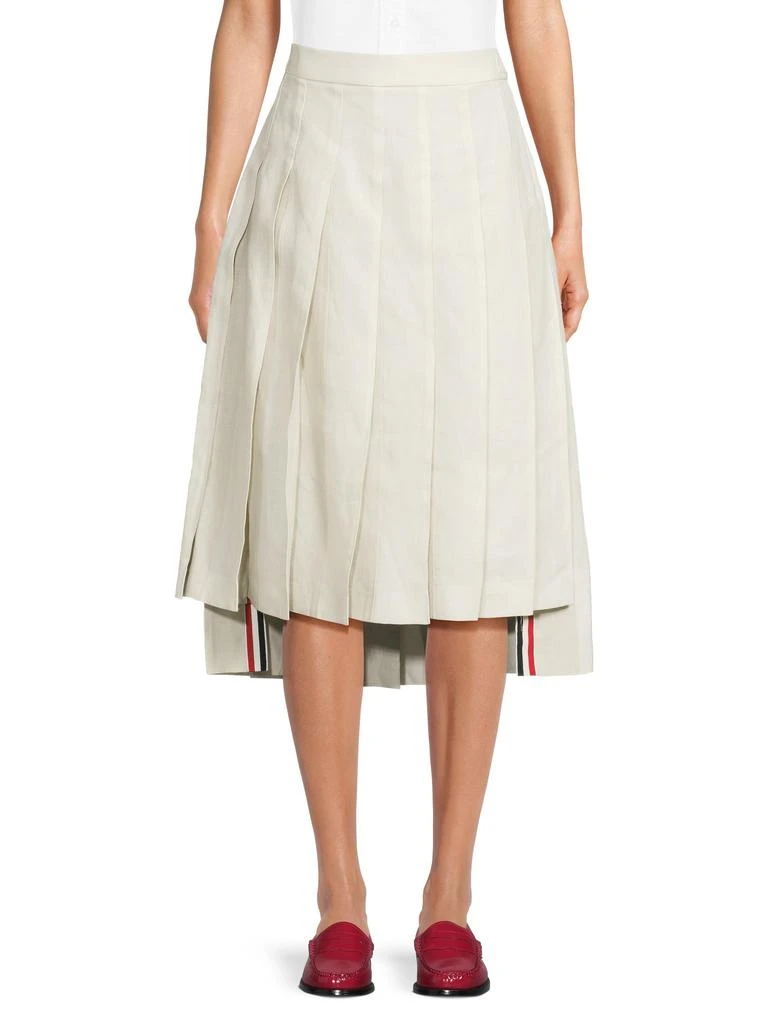 Thom Browne   ​​Classic Pleated Knee-Length Linen Skirt 1