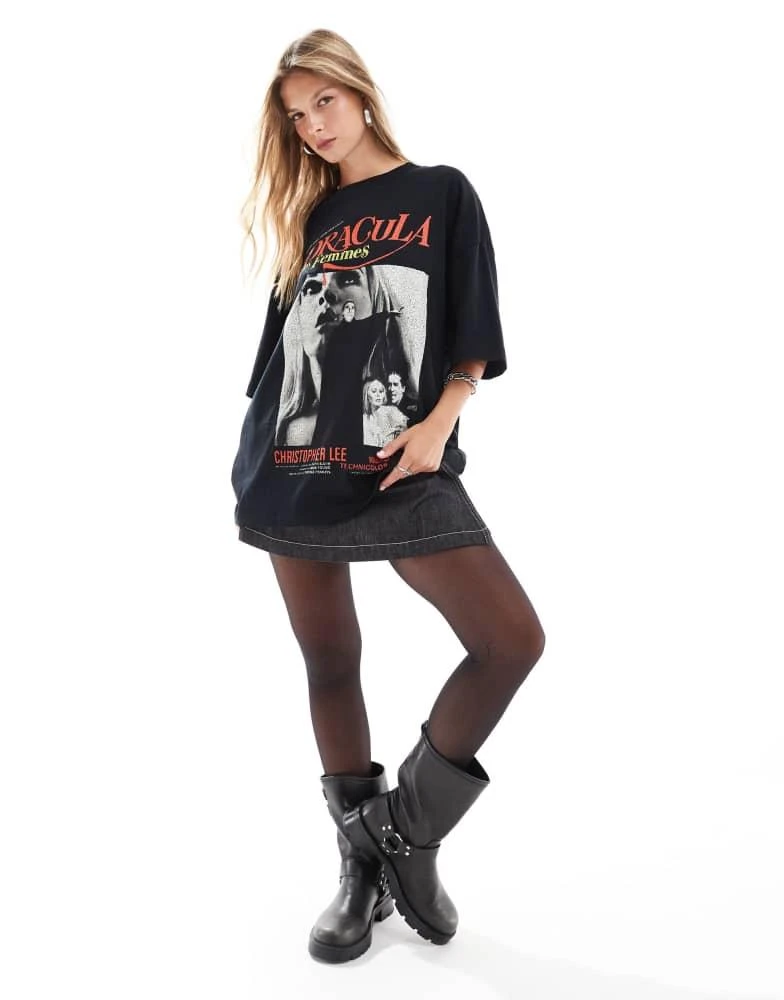 ASOS ASOS DESIGN oversized t-shirt with dracula license graphic in black 3