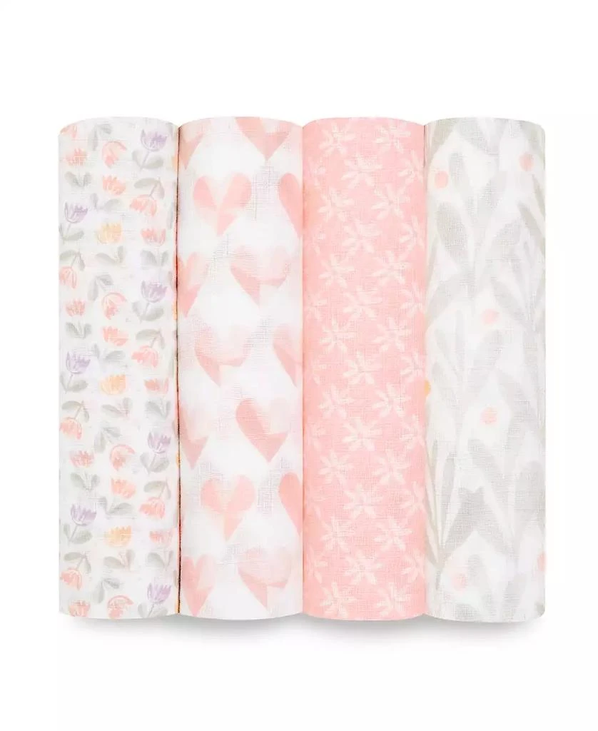 aden + anais Baby Girls Printed Swaddle Blankets, Pack of 4 1
