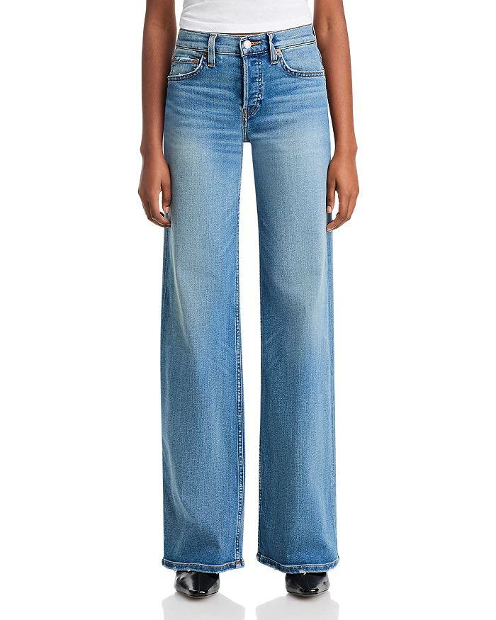 Re/Done Mid Rise Wide Leg Jeans in Blasted 7