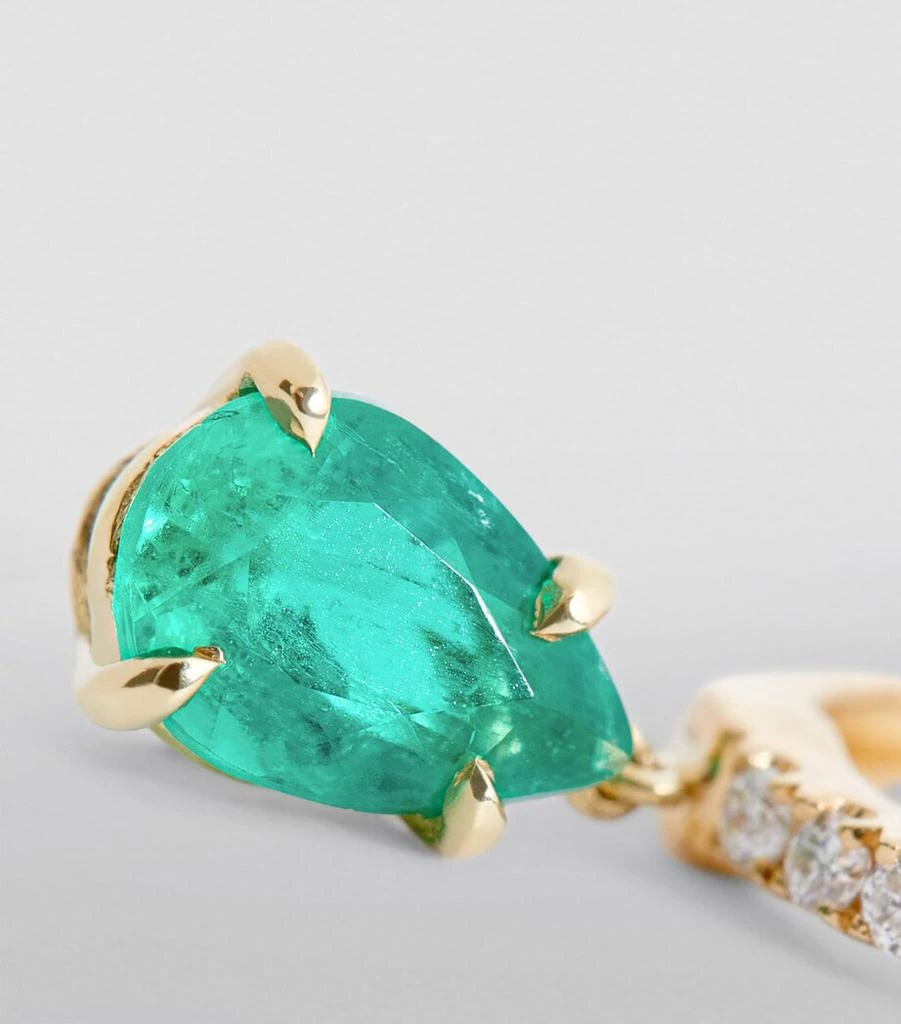 Anita Ko Yellow Gold, Diamond and Emerald Single Huggie Earring 6