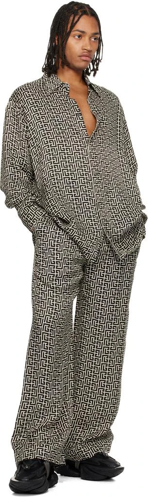 Balmain Off-White 
Black Monogrammed Flowing Trousers 4
