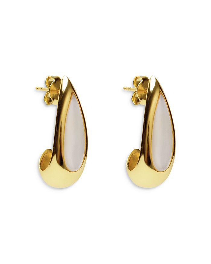 Argento Vivo Mother Of Pearl J Hoop Earrings in 18K Gold Plated Sterling Silver