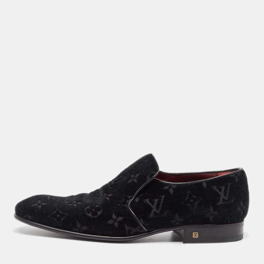 Louis Vuitton Louis Vuitton Black Velvet Slip On Loafers Size 40 1